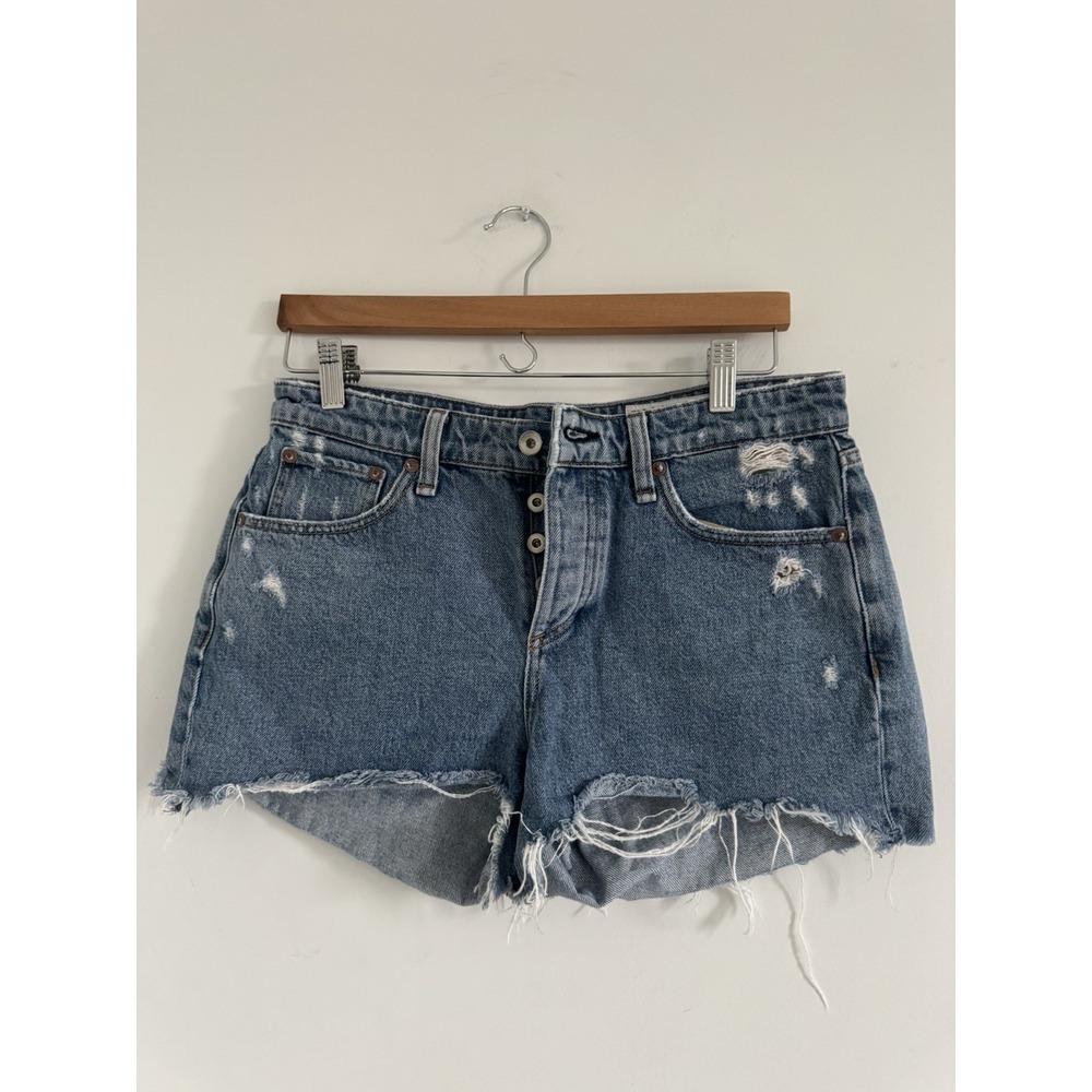 RAG & BONE Dre Low-Rise Cutoff Denim Shorts‎ size 26 Medium Wash